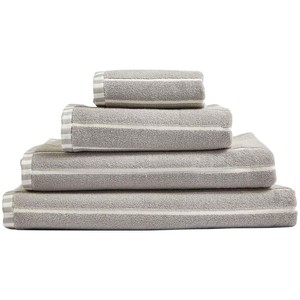M&S Pure Cotton Carved Stripe Bath Sheet, Light Grey