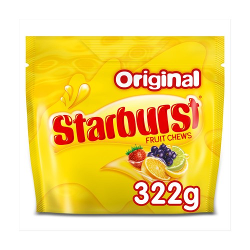 Starburst Vegan Chewy Sweets Fruit Flavoured Sharing Pouch Bag, 322g Starburst Vegan Chewy Sweets Fruit Flavoured Sharing Pouch Bag, 322g