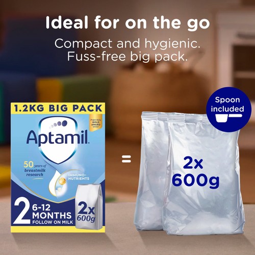 Aptamil 2 Follow On Baby Milk Formula Powder 6-12 Months Big Pack