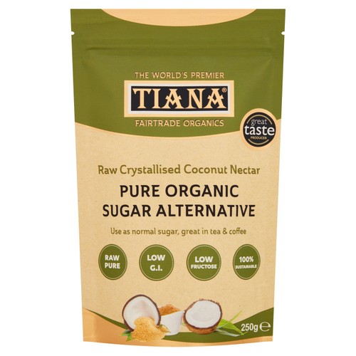 TIANA Fairtrade Organic Crystallised Raw Coconut Nectar, Sugar Alternative 