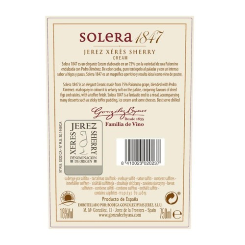Gonzalez Byass Solera 1847 Cream Sherry