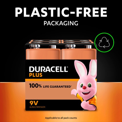 Duracell Plus 100% 9V Alkaline Batteries