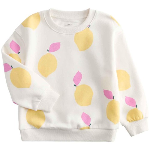 M&S Girls Cotton Rich Lemon Sweatshirt, 5-6 Years, Multi