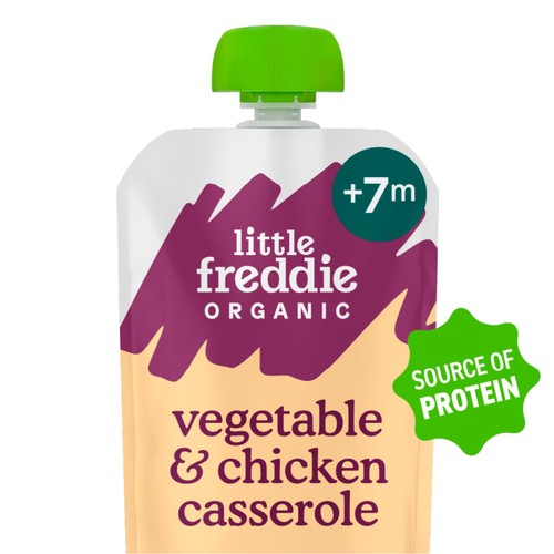 Little Freddie Organic Chicken & Rice Casserole Baby Food Pouch 7+ M