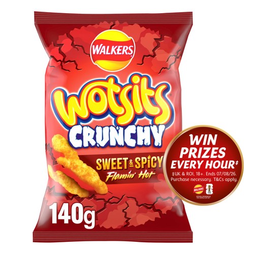 Walkers Wotsits Crunchy Sweet & Spicy Snacks Crisps 140g