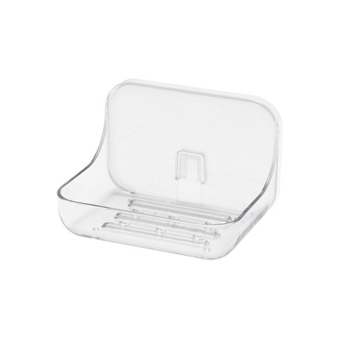 Addis Invisifix Bathroom Soap Dish Tray with Wall Mount Storage, Clear