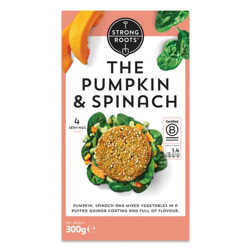 Strong Roots The Pumpkin & Spinach Burger