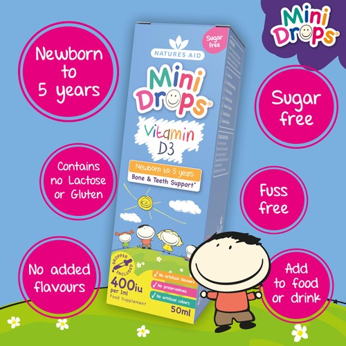 Natures Aid Infant's & Kid's Vitamin D3 Supplement Mini Drops Newborn-5yrs 