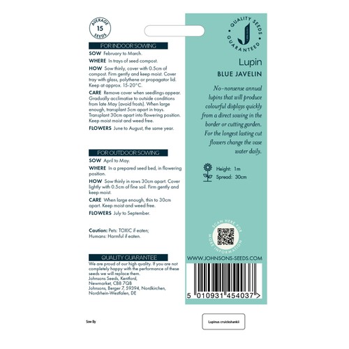 Mr Fothergills Seeds Johnsons Lupin Blue Javelin