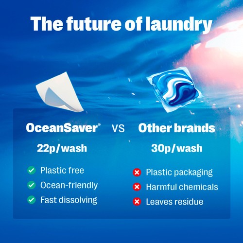 OceanSaver Plastic Free Non-Bio Laundry Detergent Sheets