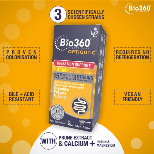 Bio360 OptiGUT-C (15 Billion Bacteria) Powder from Natures Aid