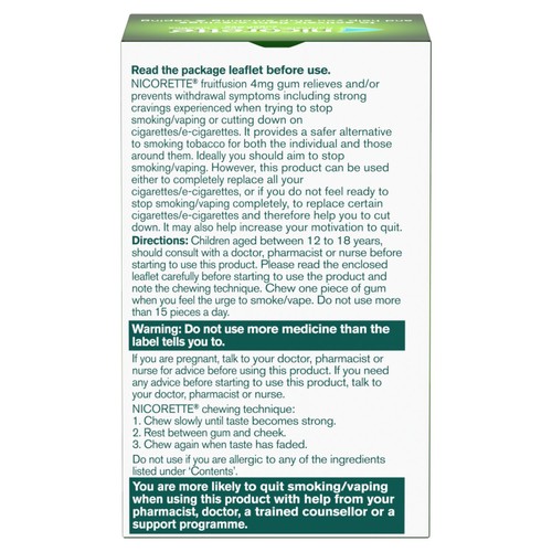 Nicorette Fruit Fusion Chewing Gum, 4 mg, 105 count (Stop Smoking Aid)