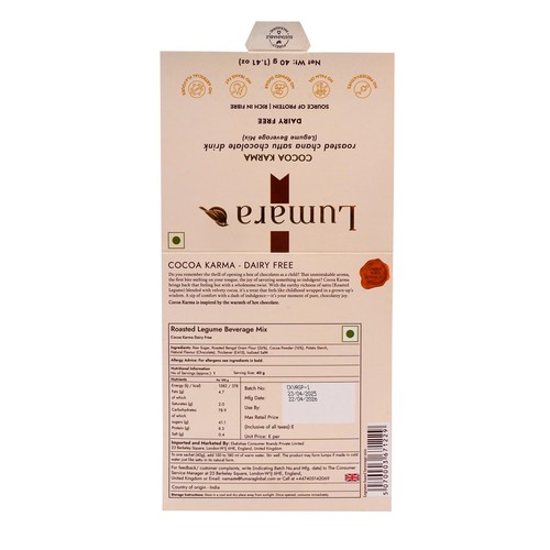 Lumara Cocoa Karma roasted chana sattu chocolate drink DAIRY FREE