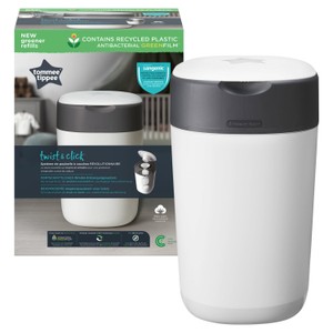 Tommee Tippee Twist & Click Advanced Nappy Bin in White with 1x Refill Cassette