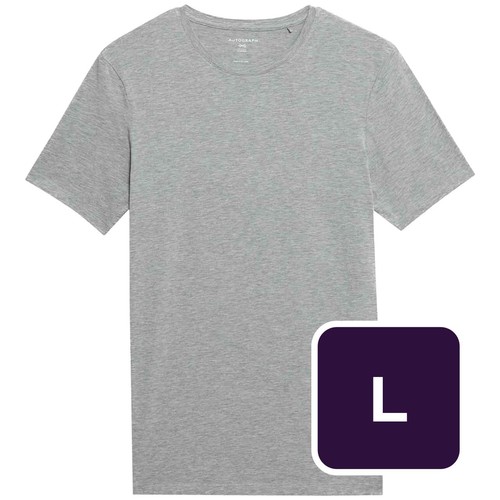 M&S Mens Autograph Supima Cotton Blend T-Shirt Vest, L, Grey Marl