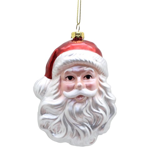 Hanging Jolly Santa Head with Red Hat 