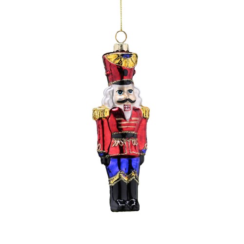 Glass Nutcracker in Red/Blue Uniform 