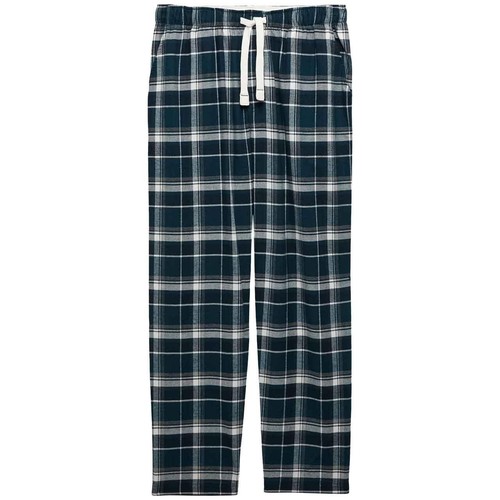 M&S Checked Loungewear Bottoms, M, Dark Kingfisher