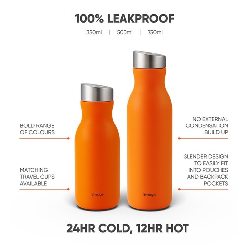 Smidge Reusable Water Bottle, Citrus, 500ml