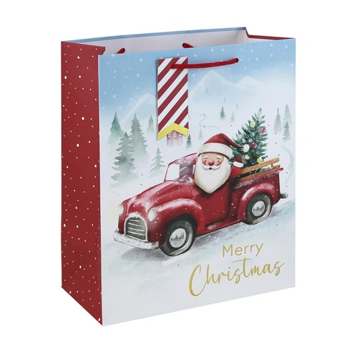 Santa in Red Truck Medium Bag