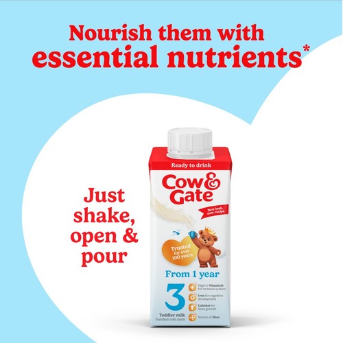 Cow & Gate 3 Toddler Milk Formula Liquid Ready to Feed 1-3 Years Multipack