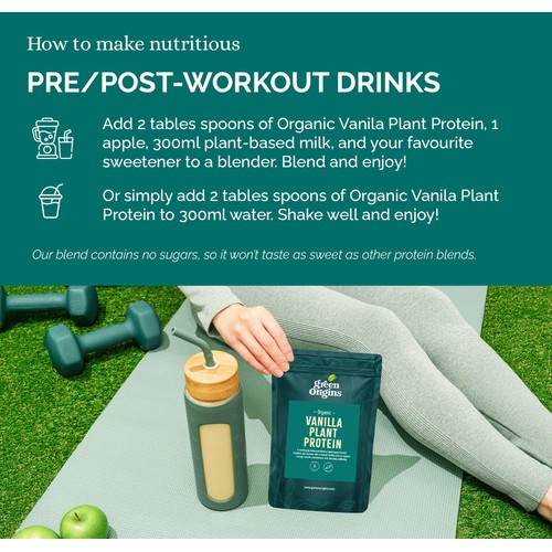 Green Origins Organic Vanilla Plant Protein Powder 