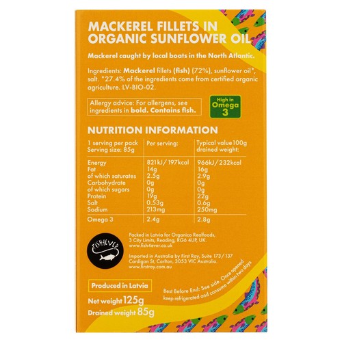 Fish 4 Ever Mackerel Fillets in Organic Sunflower Oil