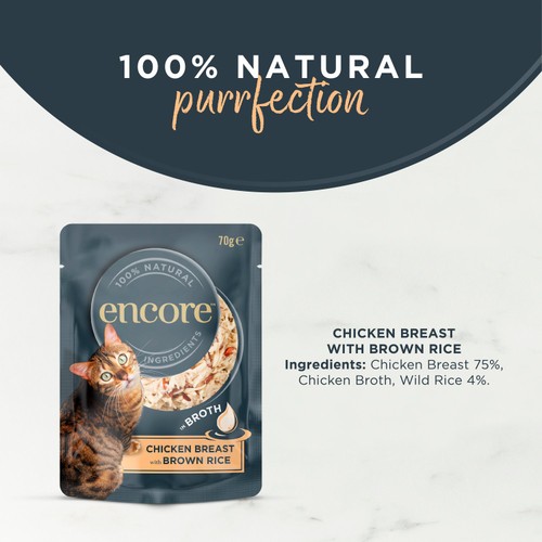 Encore Natural Wet Cat Food Pouch Chicken Breast with Rice in Broth
