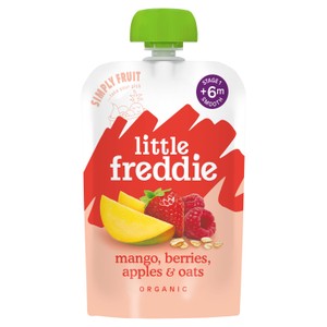 Little Freddie Organic Blackberries, Pear, Apple & Oat Baby Food Pouch 6+ M