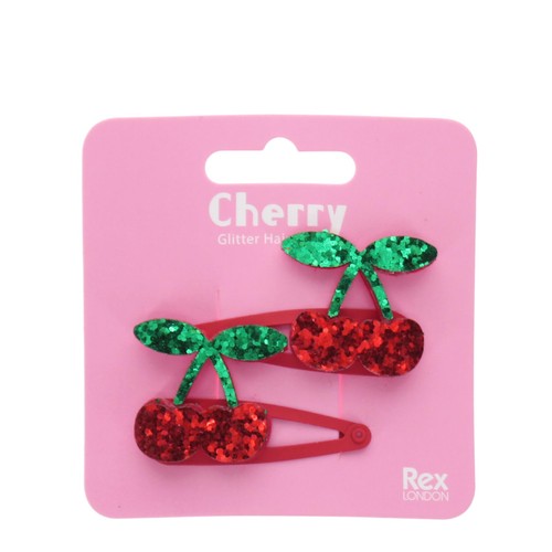 Rex London Glitter Hair Clips Cherry