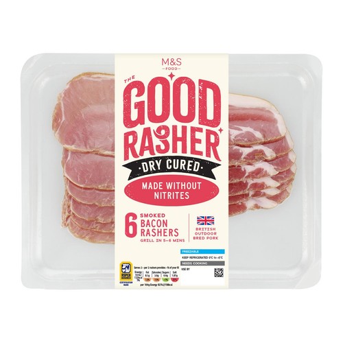 M&S Good Rasher 6 Dry Cured Smoked Bacon Rashers
