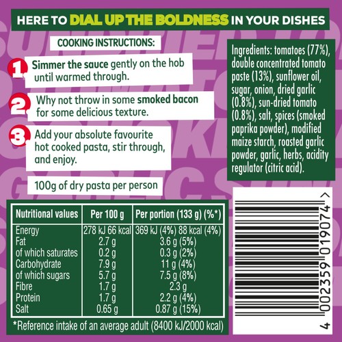 Dolmio Intensify Bold Smokey Garlic & Sundried Tomato Pasta Sauce