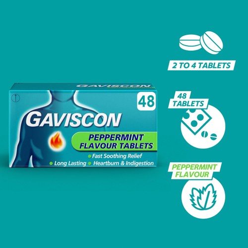 Gaviscon Tablets Heartburn & Indigestion Peppermint