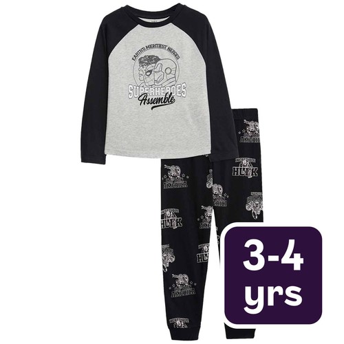 M&S Marvel Avengers Pyjamas, 3-4 Y, Grey