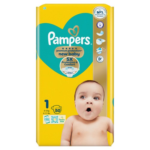 Pampers New Baby Nappies, Size 1 (2-5kg) Essential Pack