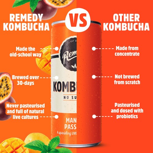 Remedy Kombucha Mango Passion Multipack