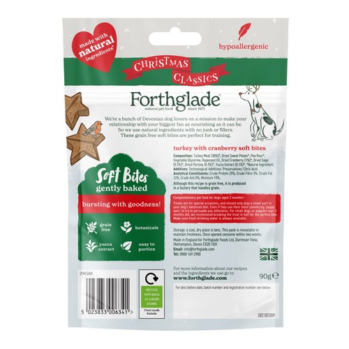Forthglade Natural Grain-Free Soft Bite Christmas Treats Turkey & Cranberry