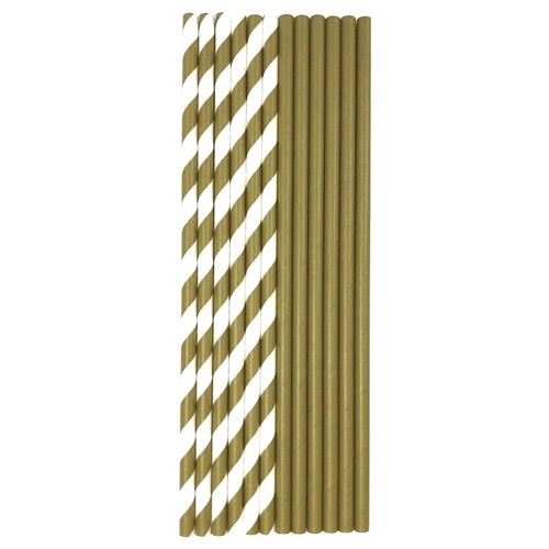 Gold & White Recyclable Bio Straws