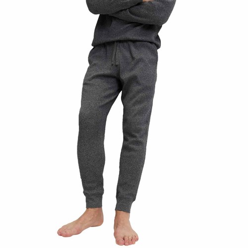 M&S Mens Pure Cotton Waffle Loungewear Bottoms, XL, Grey Mix