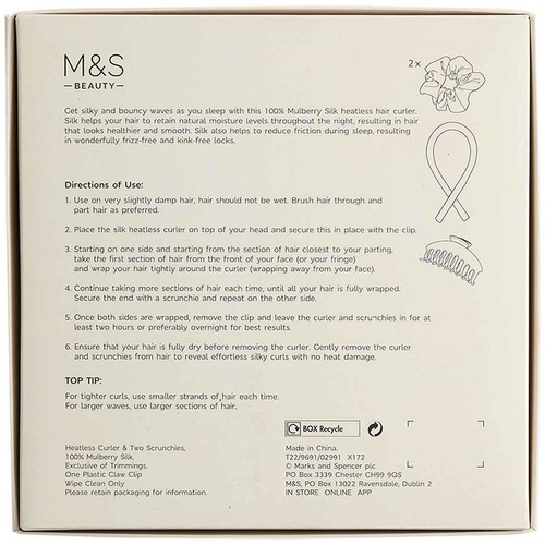M&S Pure Mulberry Silk Heatless Curler, Light Grey