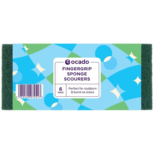 Ocado 6 Fingergrip Sponge Scourers