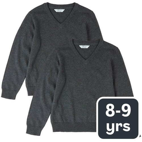 M&S Unisex Pure Cotton Jumper, 8-9 Years, Grey