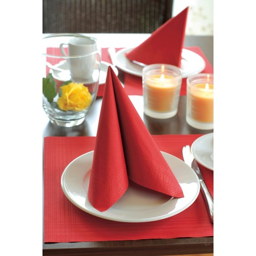 Red Compostable 3 Ply Paper Napkins