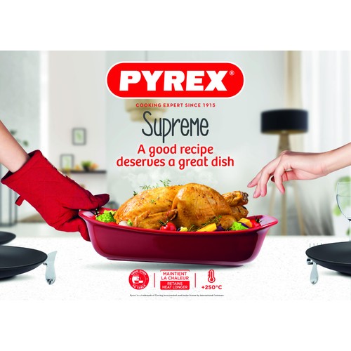 Pyrex Supreme Ceramic Roaster, White 26cm