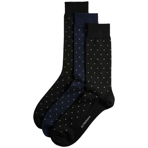 M&S Mens Autograph Geo Merino Wool Blend Socks, 6-8.5, Black