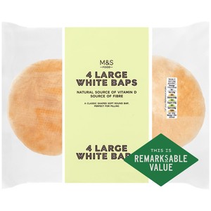 M&S Large White Baps