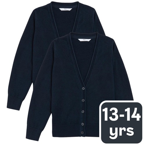 M&S 2PK COTTON CARDIGAN WITH STAYNEW 13-14