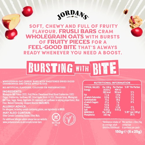 Jordans Frusli Cranberry & Apple Chewy Cereal Bars
