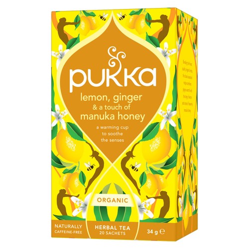 Pukka Organic Lemon, Ginger&Manuka Honey Tea x20 Compostable Herbal TeaBags