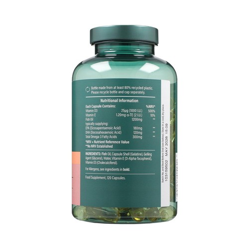 Holland & Barrett Omega 3 Fish Oil 1200mg + D3 Capsules